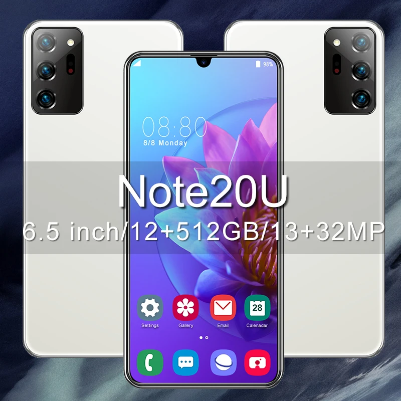 Smartphones Note20U MTK6799 6.5 inch 4800mAh Android9.0 12GB+512GB Face Unlock Mobile Phone Global Version Dual SIM Phones
Smartphones Note20U MTK6799 6.5 inch 4800mAh Android9.0 12GB+512GB Face Unlock Mobile Phone Global Version Dual SIM Phones