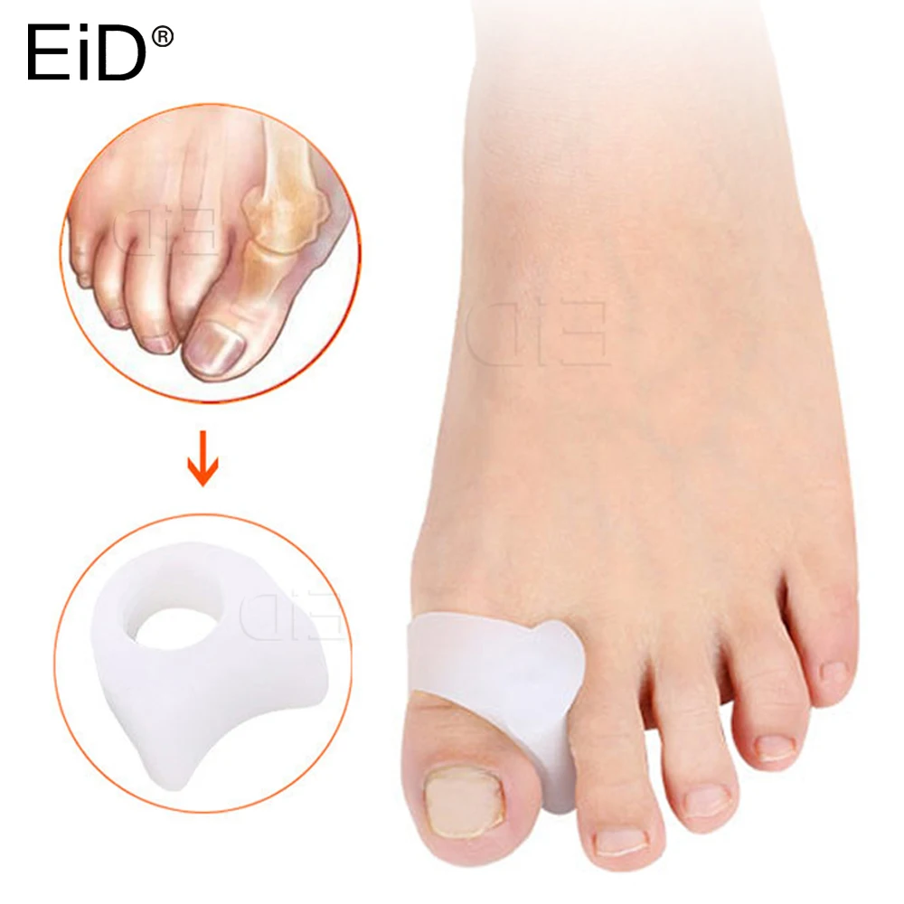 Фото EiD 2Pcs Silicone Toe Separator Bunion Splint Hallux Valgus Orthosis Correction Overlapping Spreader Foot Protector Inserts - купить по