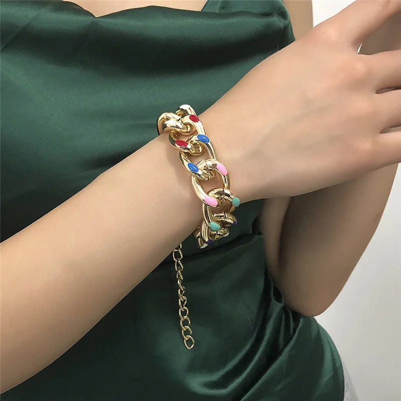 2021 Multicolour Big Thick Chain Bracelets Bangles for Women Gold Color Cuban Chunky Charm Bracelets Jewelry
2021 Multicolour Big Thick Chain Bracelets Bangles for Women Gold Color Cuban Chunky Charm Bracelets Jewelry