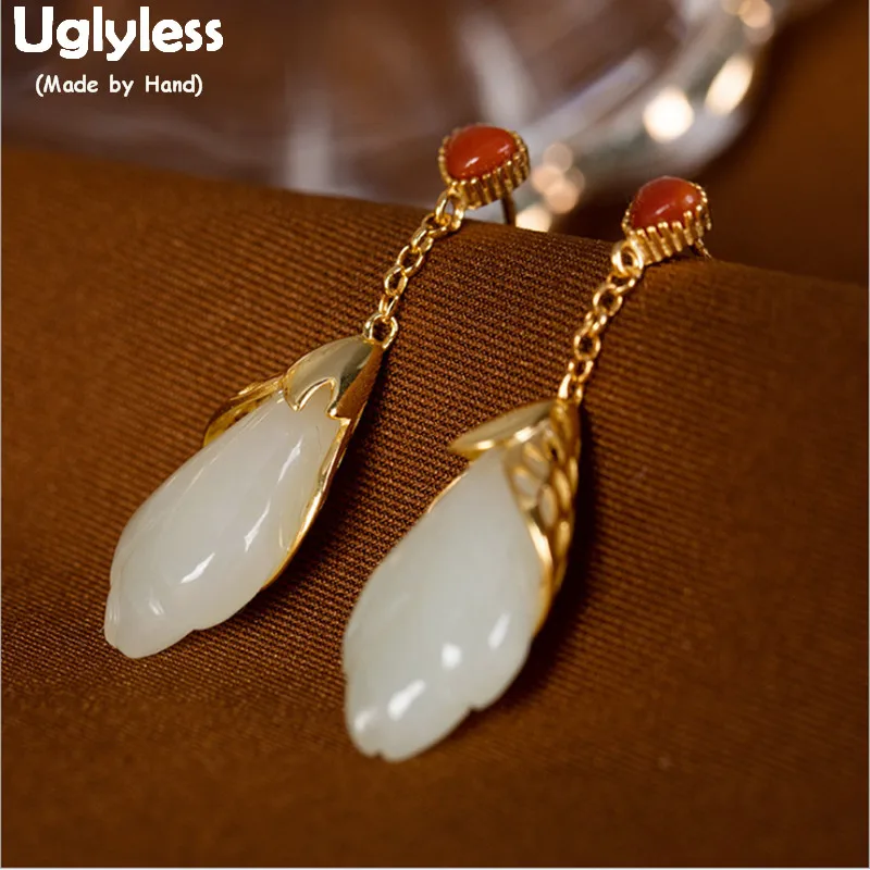 Uglyless Natural Real Jade Magnolia Floral Earrings for Women Plated Gold Hollow Leaf Earrings Heart Agate Brincos Jewelry E1386
Uglyless Natural Real Jade Magnolia Floral Earrings for Women Plated Gold Hollow Leaf Earrings Heart Agate Brincos Jewelry E1386