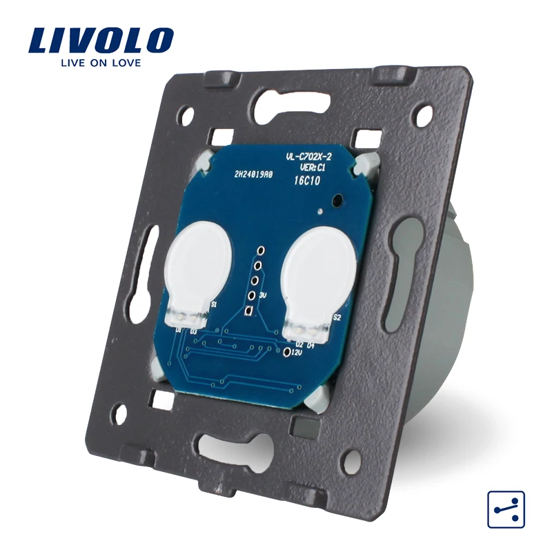 

Livolo EU Standard The Base Of Touch Switch, AC 220~250V,2 Gang 2 Way Control Switch Without Glass Panel, VL-C702S