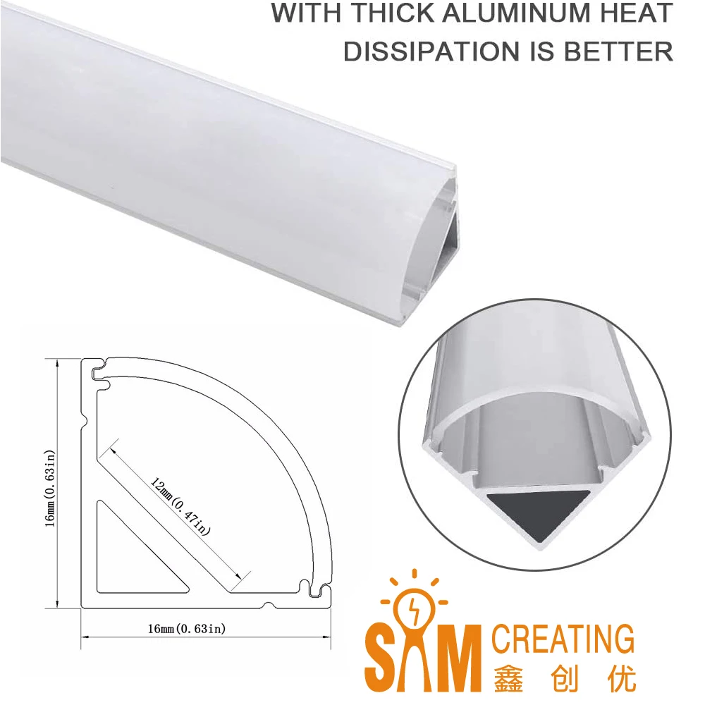 UnvarySam 0.5 Meter Corner Mounting Aluminum LED Profile with Circular Lens,Lamp Strip Lighting Accessories Indoor Design Tools
UnvarySam 0.5 Meter Corner Mounting Aluminum LED Profile with Circular Lens,Lamp Strip Lighting Accessories Indoor Design Tools