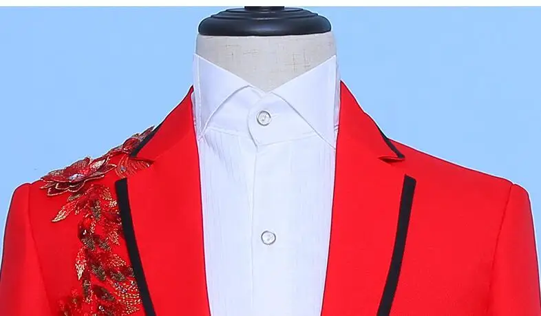 Chinese style red blazer men groom suit set with pants mens wedding suits costume singer star style stage clothing formal dress
Chinese style red blazer men groom suit set with pants mens wedding suits costume singer star style stage clothing formal dress