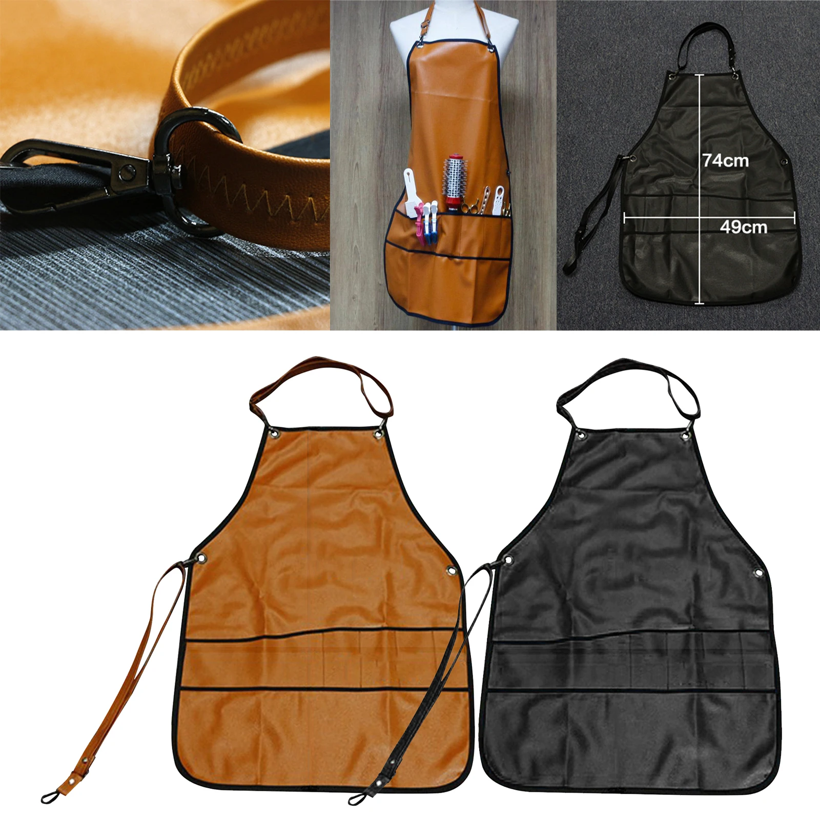 Professional PU Leather Salon Hair Cutting Hairdresser Barber Apron Cape