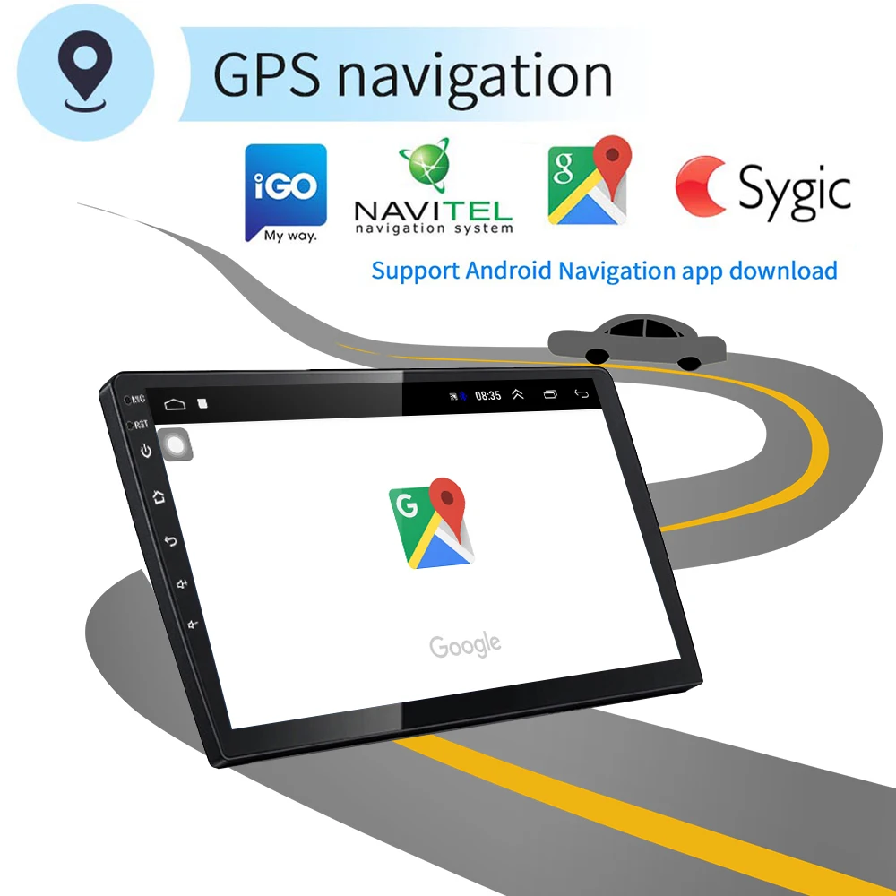 AMPrime Android двойной Din GPS автомобильное стерео радио 9 'ɲ.5D зеркало из закаленного