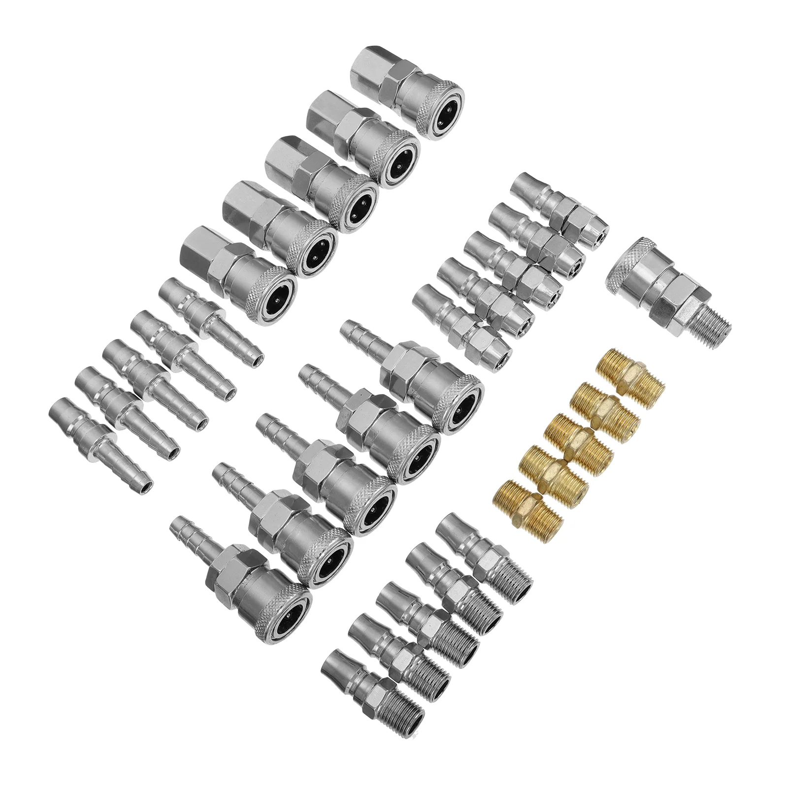 31Pcs Iron Pneumatic Machine Components Quick Coupling for Air Compressor (Golden+Silver)
31Pcs Iron Pneumatic Machine Components Quick Coupling for Air Compressor (Golden+Silver)
