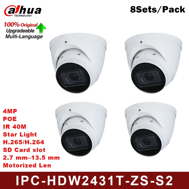 Original DH 4Pcs Turret IP Camera IPC-HDW2431T-ZS-S2 4MP IVS APP Camera 40M Smart IR RTMP H.265 IP67 CCTV Security Camera
Original DH 4Pcs Turret IP Camera IPC-HDW2431T-ZS-S2 4MP IVS APP Camera 40M Smart IR RTMP H.265 IP67 CCTV Security Camera