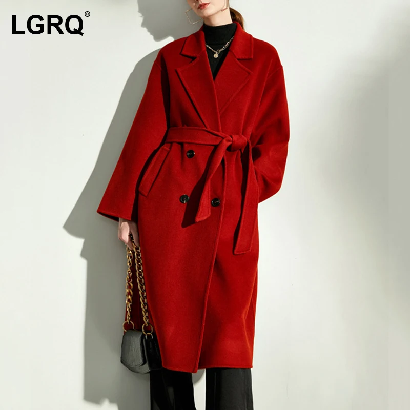 Женское теплое шерстяное пальто с поясом, с длинным рукавом
Женское теплое шерстяное пальто с поясом, с длинным рукавом