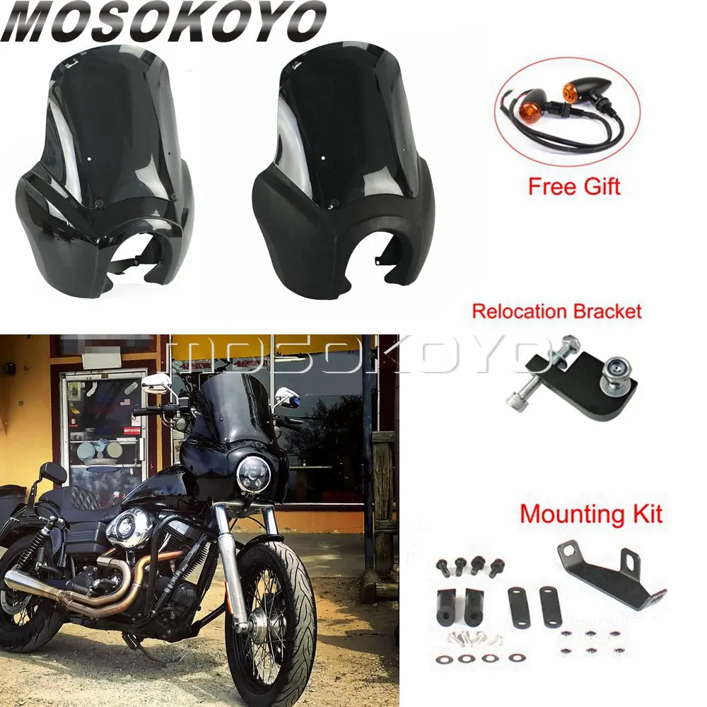Для Dyna супер Glide Sport обтекателя мотоцикла маска на фару w/ 15 "Лобовое стекло ретро