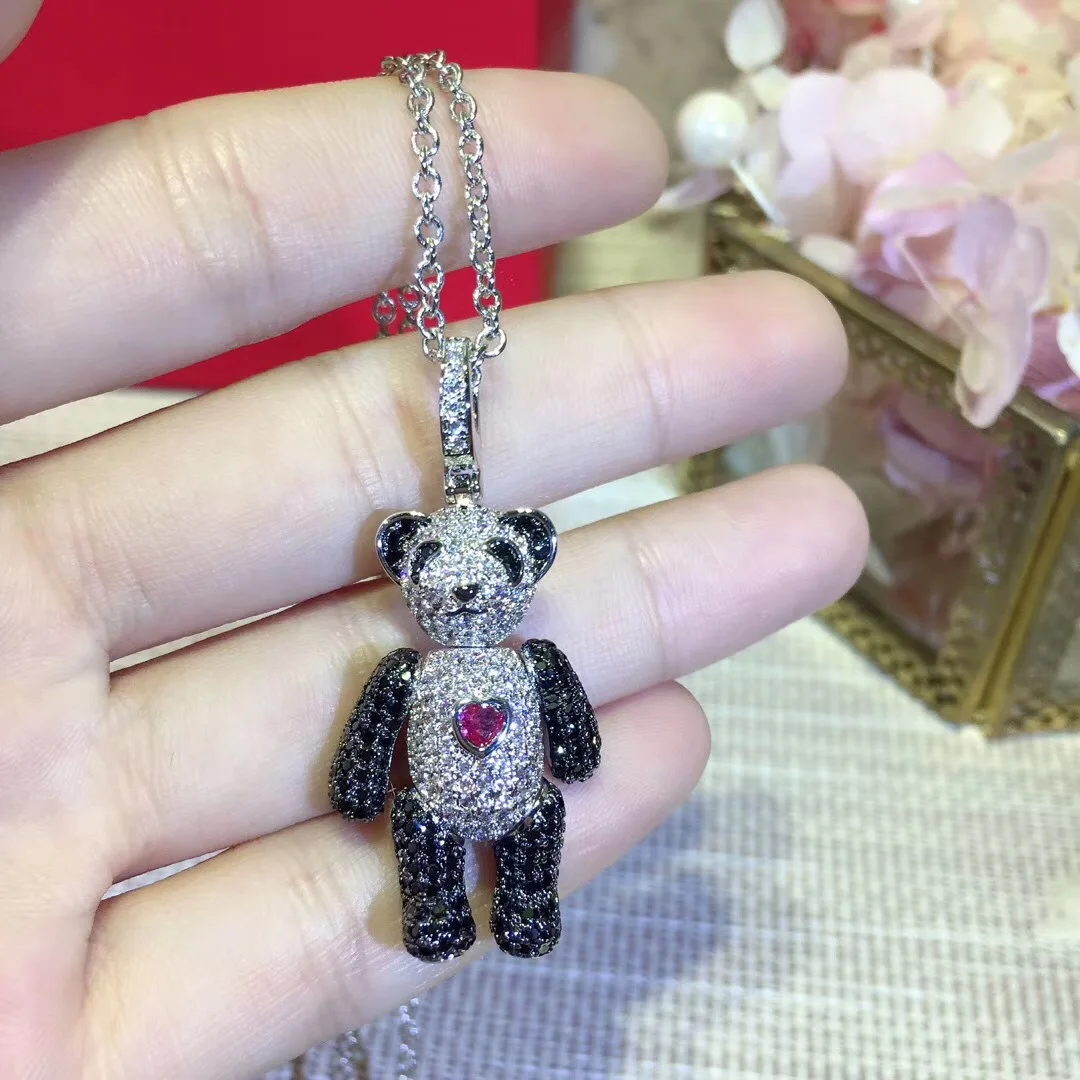 Full Colorful CZ Zircon Panda Bear Pendant Necklace Love Heart Cubic Zirconia Joint Movement Charm for Women Girl Best Gift 
Full Colorful CZ Zircon Panda Bear Pendant Necklace Love Heart Cubic Zirconia Joint Movement Charm for Women Girl Best Gift