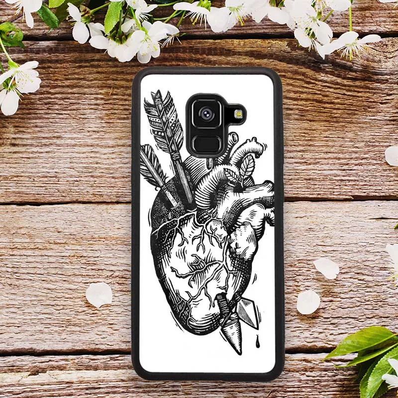 Hard PC TPU Case for Samsung Galaxy Note 8 9 10 20 S6 S7 S8 S10 S10E S20 Plus Pro Edge Vintage Medical Anatomical Heart Diagram | Мобильные