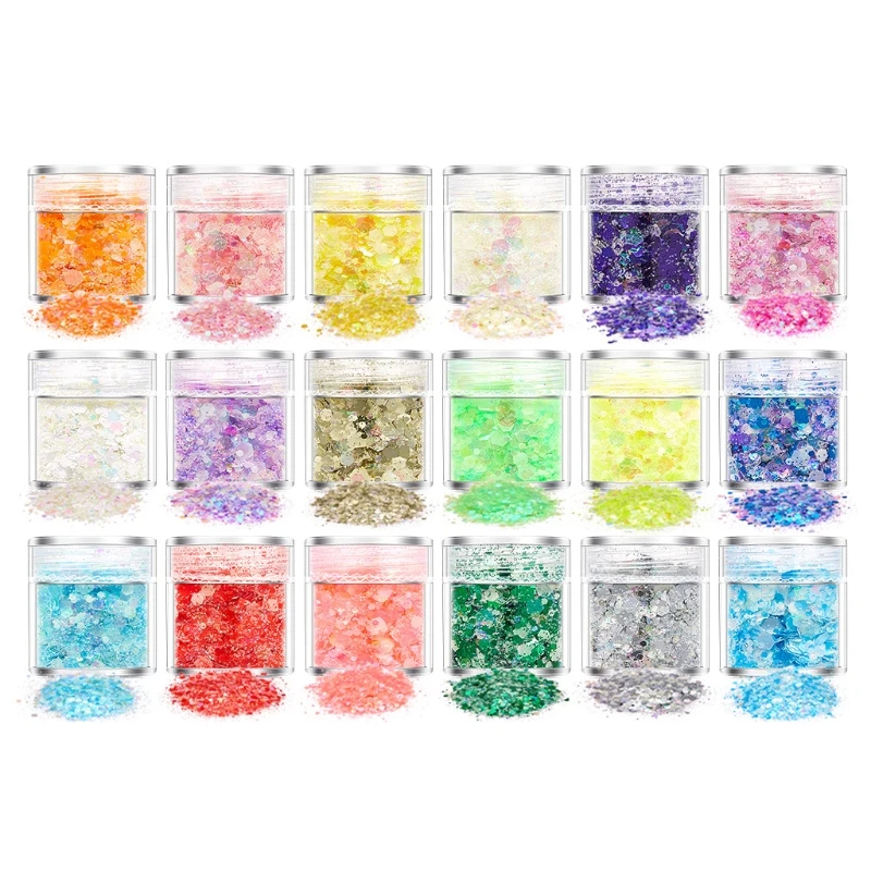 18/24 Color Glitter Powder Sequins Luminous Holographic Chunky Glitter Sequins for Resin Crafts Filler Body Face Nail Art
18/24 Color Glitter Powder Sequins Luminous Holographic Chunky Glitter Sequins for Resin Crafts Filler Body Face Nail Art