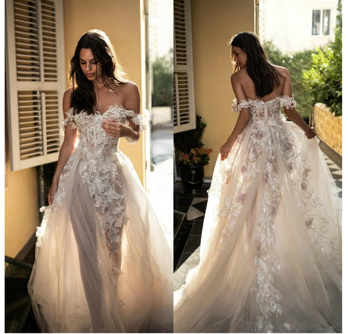 2021 Bohemian Beach Wedding Dress Off The Shoulder Lace 3D Floral Applique Boho Bridal Dress Custom Made A Line Vestido De Noiva
2021 Bohemian Beach Wedding Dress Off The Shoulder Lace 3D Floral Applique Boho Bridal Dress Custom Made A Line Vestido De Noiva