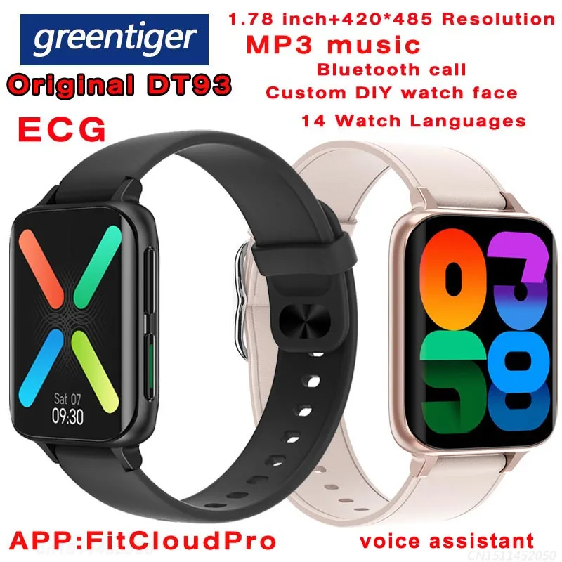 

Мужские Смарт-часы DT93, оригинальные Смарт-часы с функцией ЭКГ, ФПГ, 1,78 дюйма, 420*485, с поддержкой звонков через Bluetooth