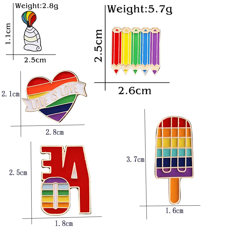 ЛГБТ геев лесбиянок дневной карандаш любовь сердце мороженое брошь женщины