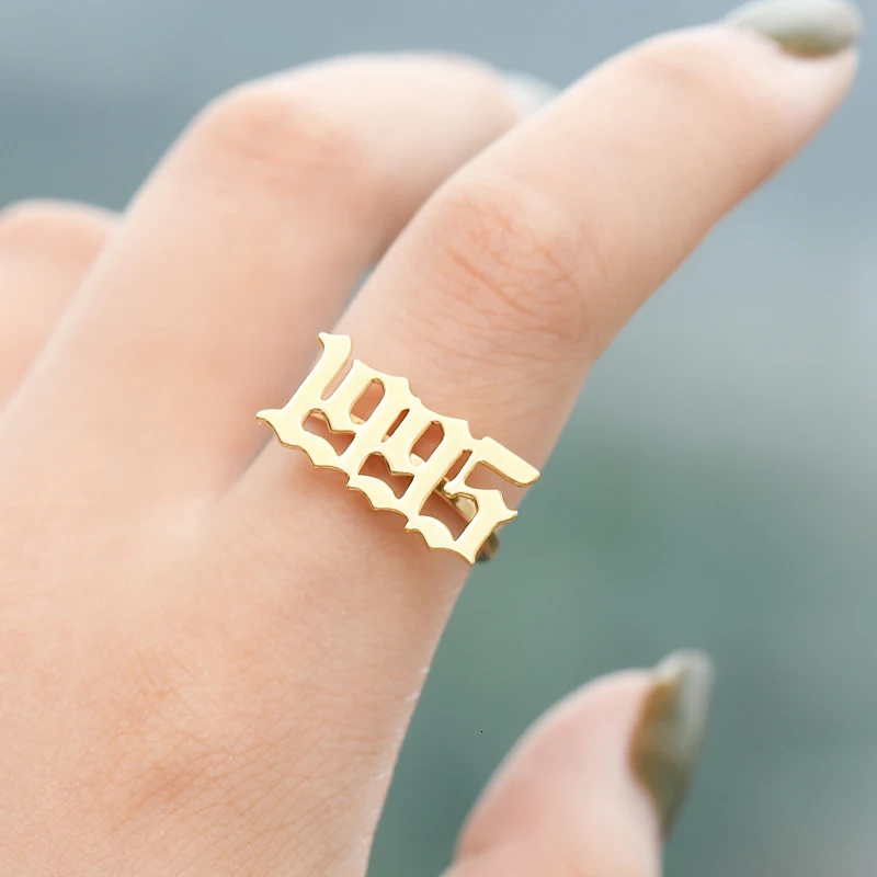 Золото Цвет кольца для Для женщин старинном английском номер Anillos Hombre ювелирные