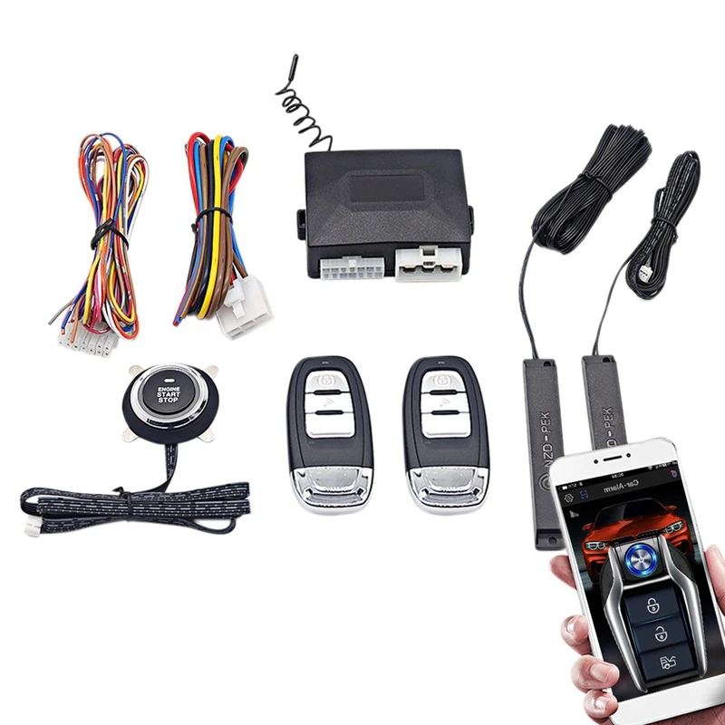 Car Alarm One-Key Start Button Start Engine Phone Remote Control Ignition Kit Car Central Lock Keyless Entry System
Car Alarm One-Key Start Button Start Engine Phone Remote Control Ignition Kit Car Central Lock Keyless Entry System