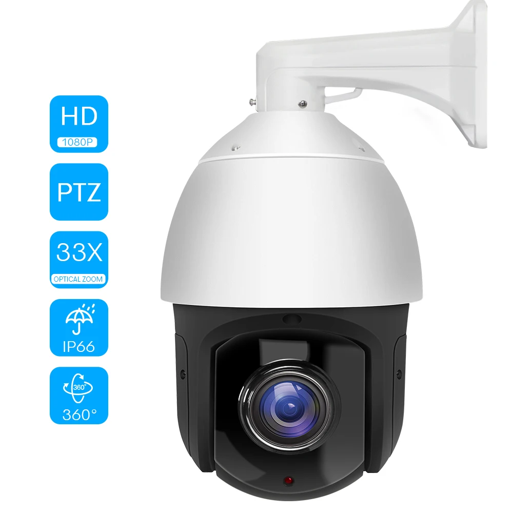 

PTZ камера наружная 2MP HD ip-камера безопасности, ИК Ночное Видение панорамирование наклон 33X оптический зум, 360 ° вид, IP66 водонепроницаемый