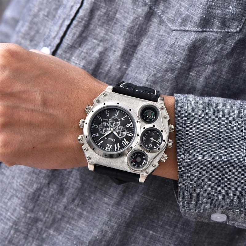 Oulm quartz watch dual time zone men's watch quartz watch belt personality large dial male
Oulm quartz watch dual time zone men's watch quartz watch belt personality large dial male