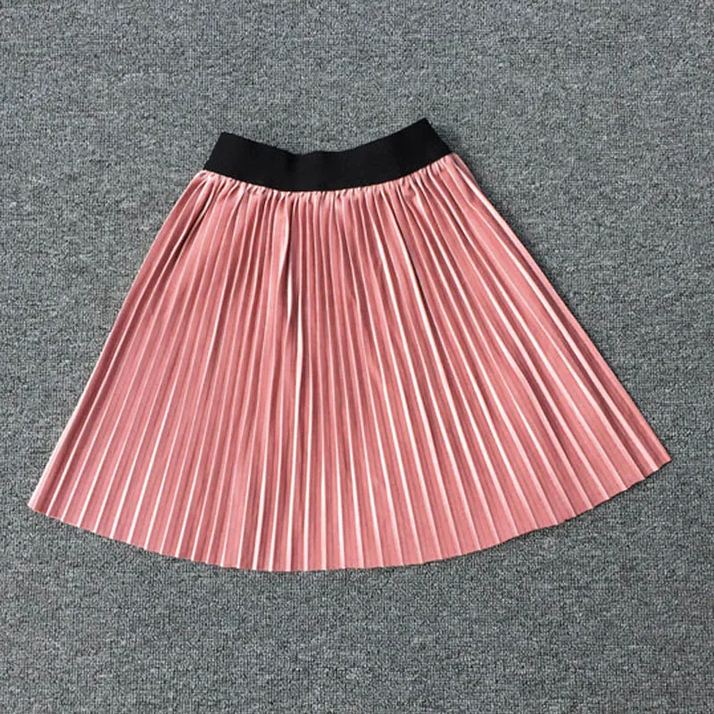 Solid Teen Girls Kids Winter Velvet Pleated Skirts Glittery Slim Midi Skirt Vintage A-Line Children Tutu Single Items | Мать и ребенок