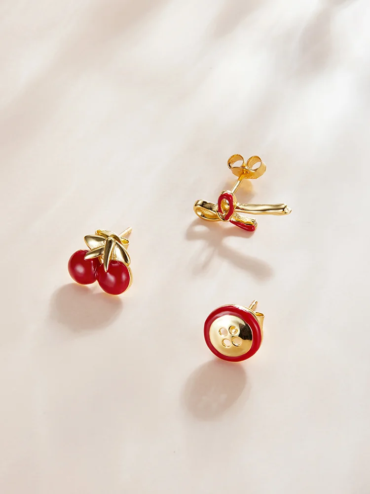 bamoer 3 pcs Red Enamel Earrings Sets for Women Gold Color 925 Sterling Silver Jewelry Button Cherry Bowknot Stud Earrings
bamoer 3 pcs Red Enamel Earrings Sets for Women Gold Color 925 Sterling Silver Jewelry Button Cherry Bowknot Stud Earrings