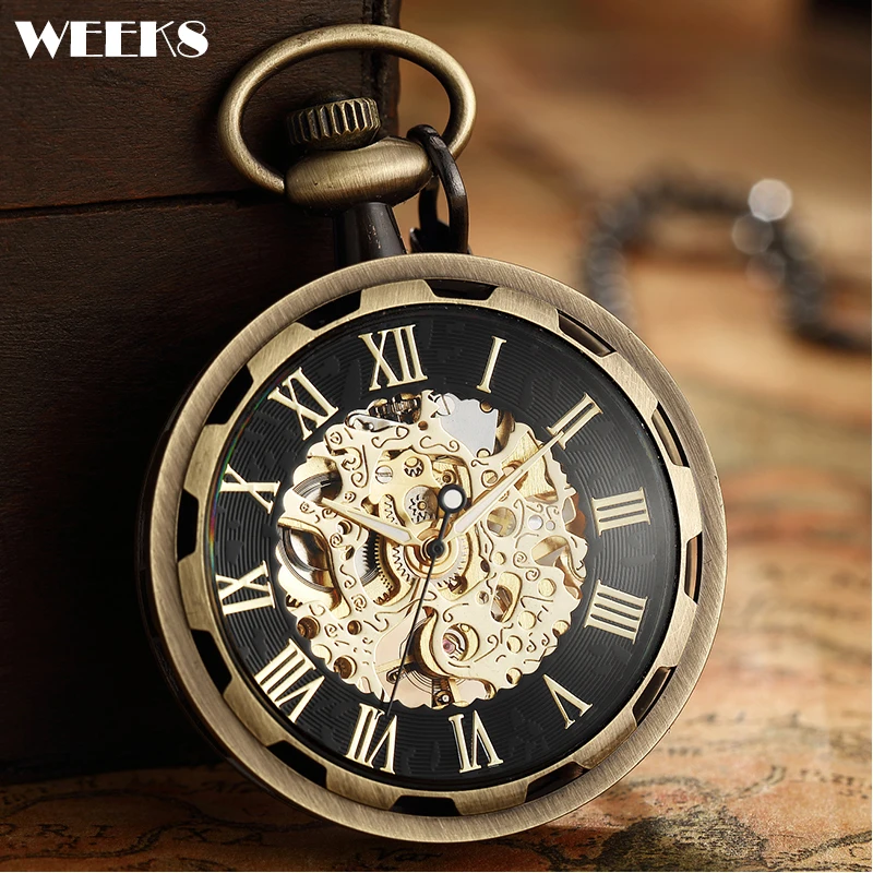 Roman Numeral Number Mechanical Pocket Watch Vintage Luxury Transparent Surface Steampunk Skeleton Fob Chain Clock for Men Women
Roman Numeral Number Mechanical Pocket Watch Vintage Luxury Transparent Surface Steampunk Skeleton Fob Chain Clock for Men Women