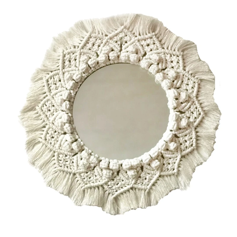 Boho Macrame Wall Mount Mirror Handmade Woven Tassel Hanging Wall Mirror Tapestry Makeup Mirror for Home Wall Decor
Boho Macrame Wall Mount Mirror Handmade Woven Tassel Hanging Wall Mirror Tapestry Makeup Mirror for Home Wall Decor