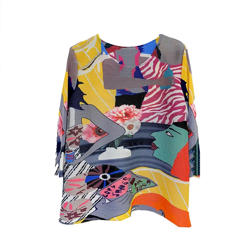 TVVOVVIN Loose Pleated Print Pullover Top 2021 Summer New O-neck Three Quarter Sleeve Pleated T-shirt For Women F9L9 
TVVOVVIN Loose Pleated Print Pullover Top 2021 Summer New O-neck Three Quarter Sleeve Pleated T-shirt For Women F9L9