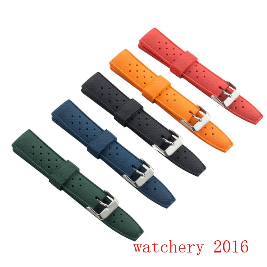 Ремешок для часов SKX007 NH35A, резиновый браслет с серебристой пряжкой, оранжевый/синий/зеленый, 20 мм 22 мм