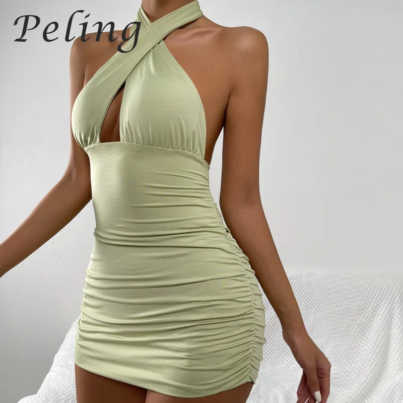 Peling Summer Bodycon Dress For Women 2021 Sexy Hollow Out Pleated Hip Wrap Short Mini Dresses Backless Night Club Dress Robe
Peling Summer Bodycon Dress For Women 2021 Sexy Hollow Out Pleated Hip Wrap Short Mini Dresses Backless Night Club Dress Robe