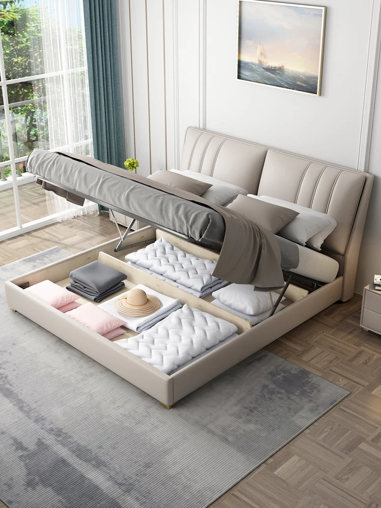 Leather bed luxury modern master bedroom Nordic simple bedroom 1.8m solid wood double bed leather bed wedding bed
Leather bed luxury modern master bedroom Nordic simple bedroom 1.8m solid wood double bed leather bed wedding bed