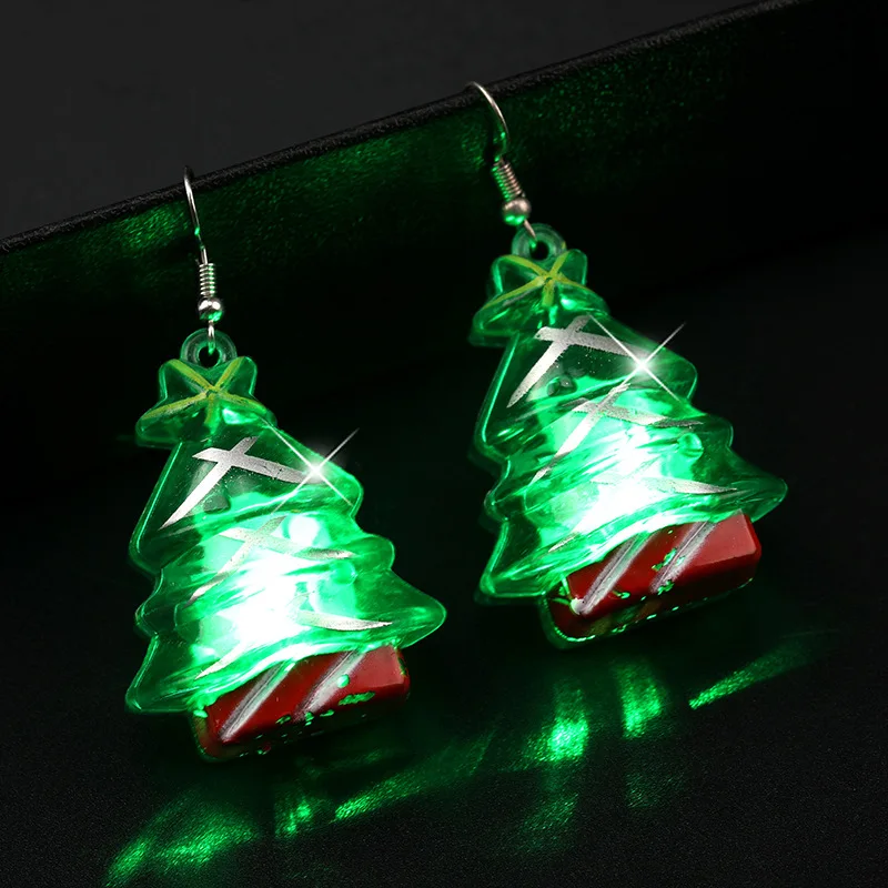 Серьги для рождественской вечеринки светодиодные фонари рождественская елка