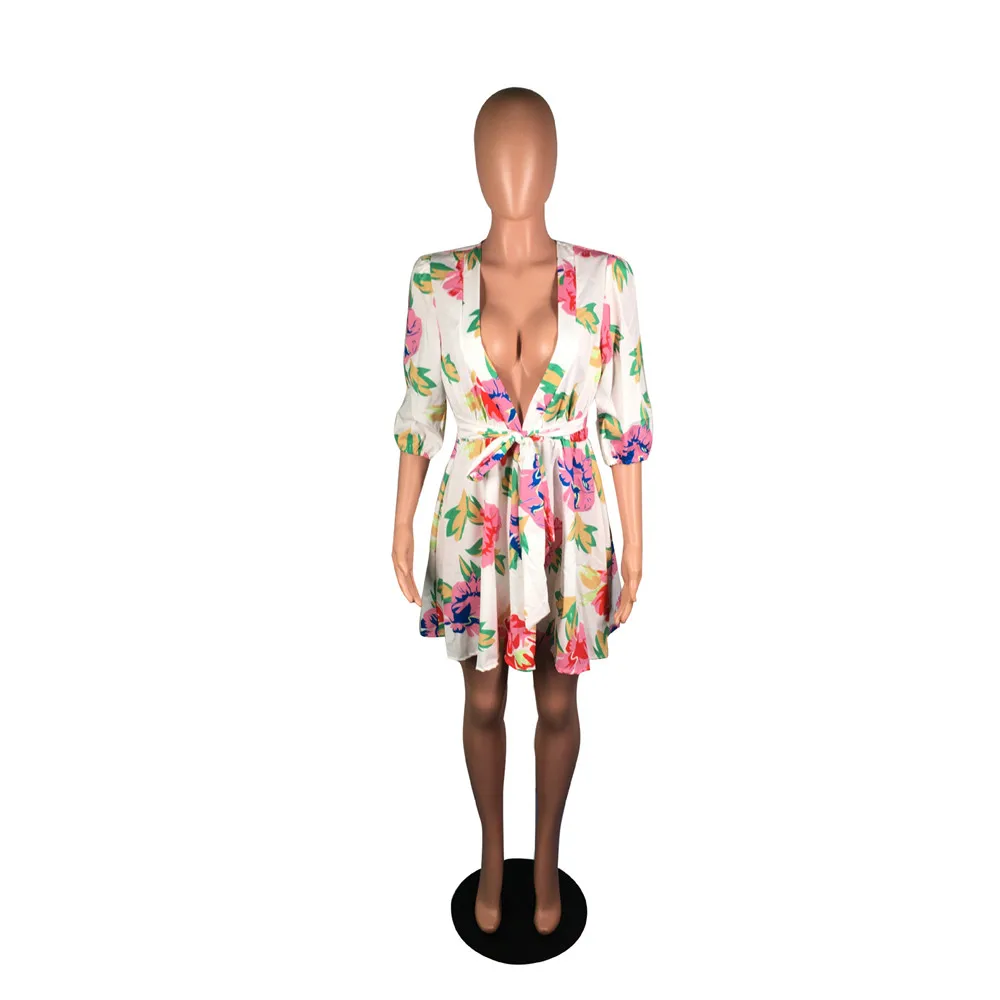 Floral Print Boho Summer Dress with Sleeve Women Deep V-neck A Line Mini Dress Holiday Beach Wear Casual Dress Vestidos De Festa
Floral Print Boho Summer Dress with Sleeve Women Deep V-neck A Line Mini Dress Holiday Beach Wear Casual Dress Vestidos De Festa
