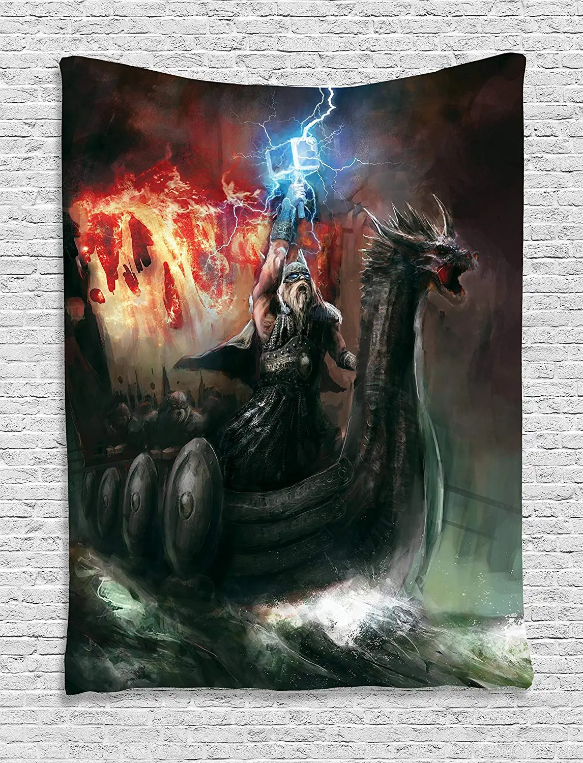 Dragon Tapestry Wrath Ship Vikings Dragon Boat with Head of Beast in the Storm Print Bedroom Living Room Dorm Wall Hanging
Dragon Tapestry Wrath Ship Vikings Dragon Boat with Head of Beast in the Storm Print Bedroom Living Room Dorm Wall Hanging