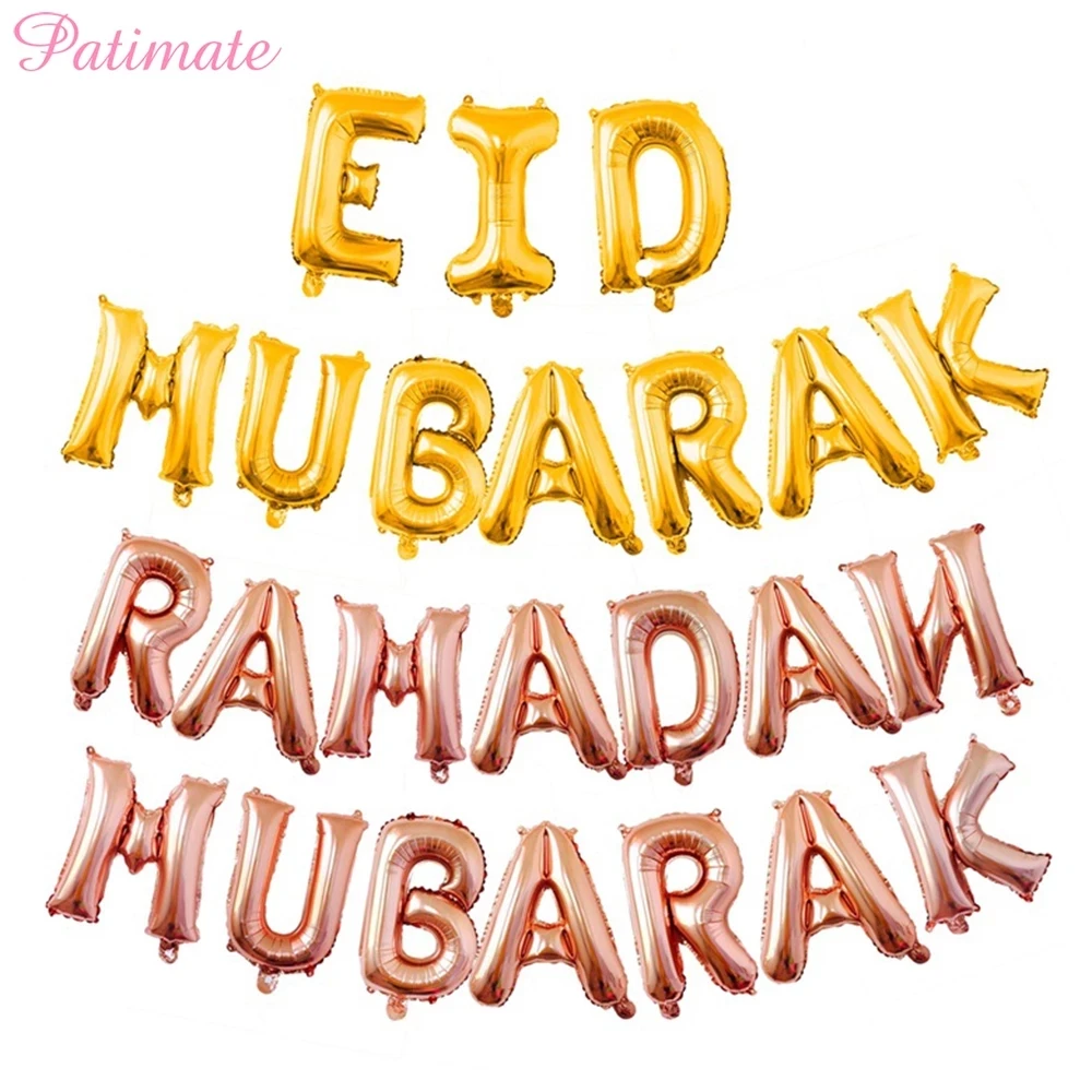 11pcs EID MUBARAK Balloons Ramadan Kareem Decoration Rose Gold Letter Star Moon Eid Balloon for Muslim Islamic Eid Party Supplie 
11pcs EID MUBARAK Balloons Ramadan Kareem Decoration Rose Gold Letter Star Moon Eid Balloon for Muslim Islamic Eid Party Supplie