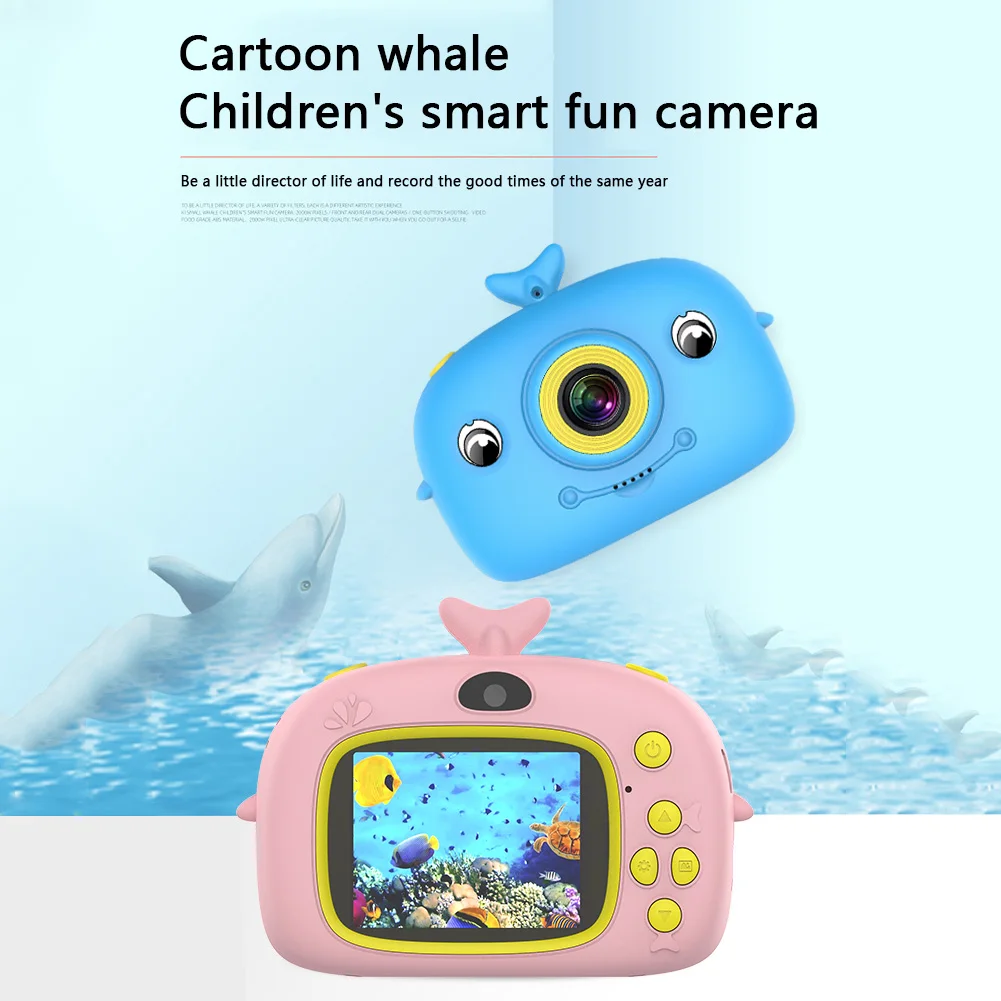 

Детская камера с двойным объективом, цифровая видеокамера 1080P HD с 2,0 дюймовым IPS дисплеем, Милая Мини мультяшная развивающая игрушка, подарок...