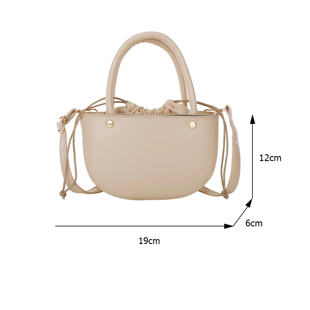 Fashion Women Drawstring Semicircle Shoulder Crossbody Bags Solid Color PU Leather Messenger Pouch Casual Ladies Top-handle Bags
Fashion Women Drawstring Semicircle Shoulder Crossbody Bags Solid Color PU Leather Messenger Pouch Casual Ladies Top-handle Bags