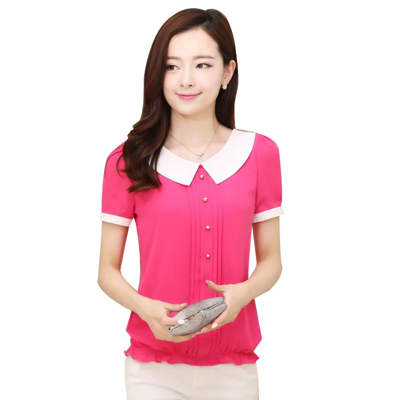 Fashion Women Spring Summer Chiffon Blouses Lady Casual Short Sleeve Peter Pan Collar Plus Size Loose Shirt Women Tops
Fashion Women Spring Summer Chiffon Blouses Lady Casual Short Sleeve Peter Pan Collar Plus Size Loose Shirt Women Tops