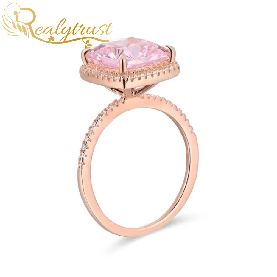 Realytrust Trendy Rose Gold 5Ct Square Pink High Carbon Diamond Ring For Women Solid 925 Sterling Silver Wedding Band
Realytrust Trendy Rose Gold 5Ct Square Pink High Carbon Diamond Ring For Women Solid 925 Sterling Silver Wedding Band