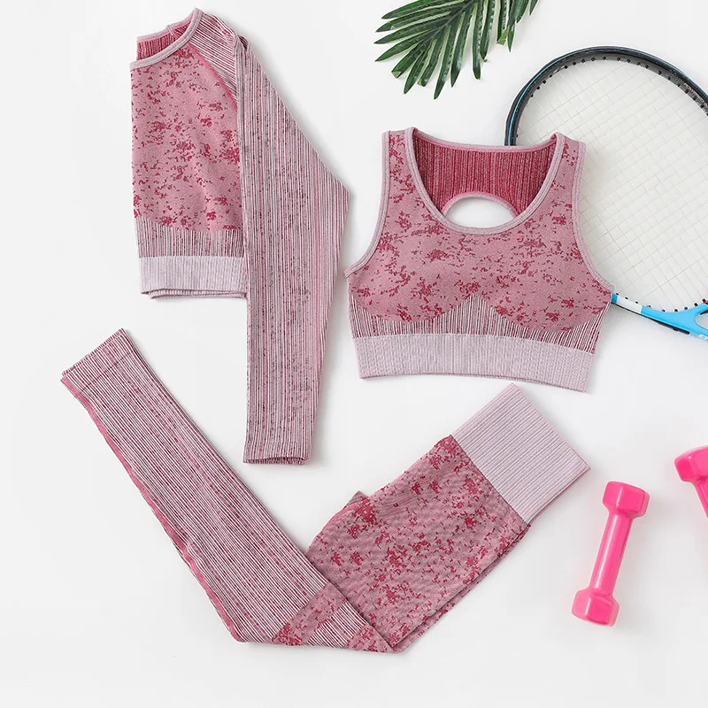 Женская спортивная одежда, комплект для йоги, спортивные облегающие брюки для фитнеса, бесшовный фитнес-бюстгальтер, укороченный топ, компл... 
Женская спортивная одежда, комплект для йоги, спортивные облегающие брюки для фитнеса, бесшовный фитнес-бюстгальтер, укороченный топ, компл...