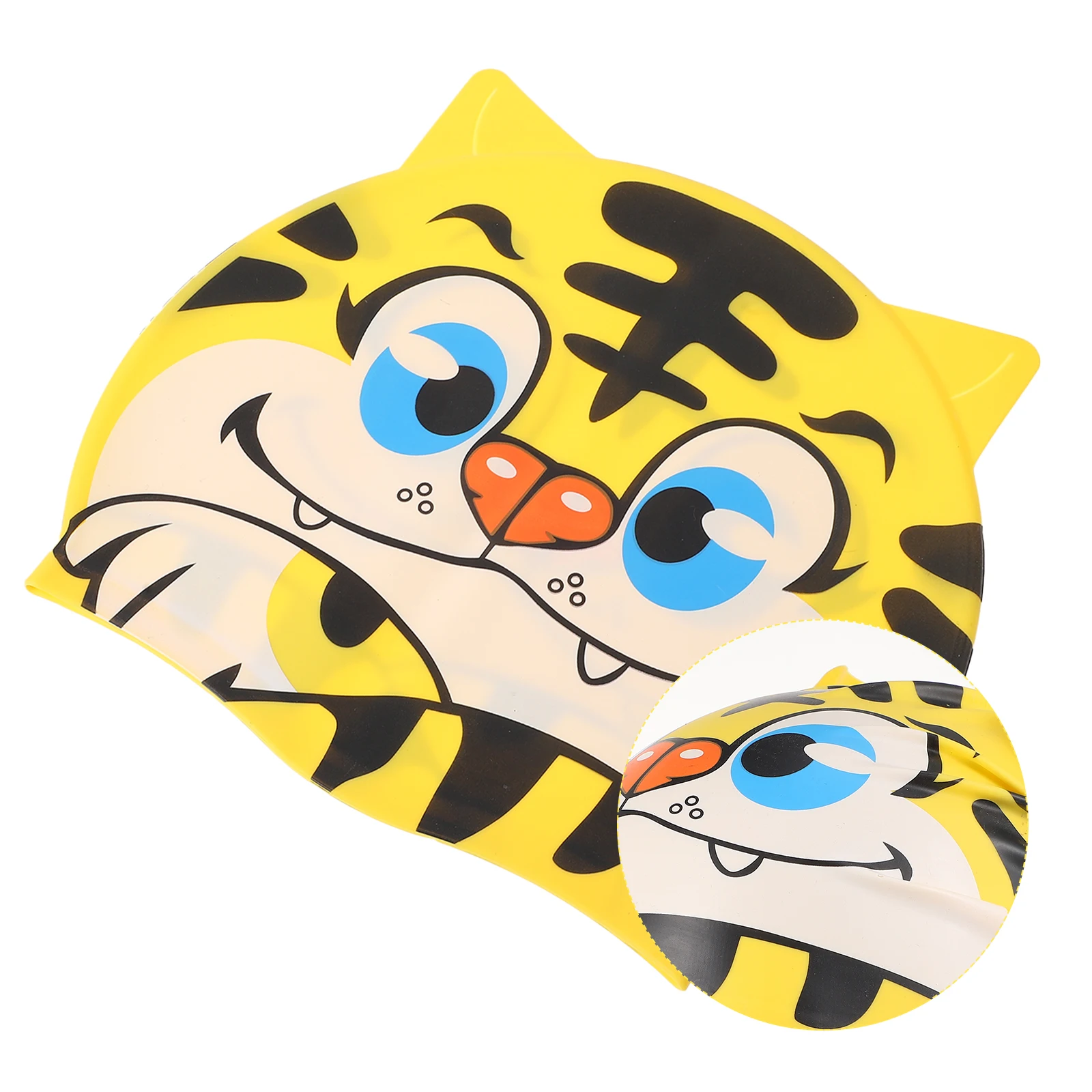 2pcs Tiger Shape Swim Cap Silicone Cartoon Swimming Hat Swimming Cap for Toddler