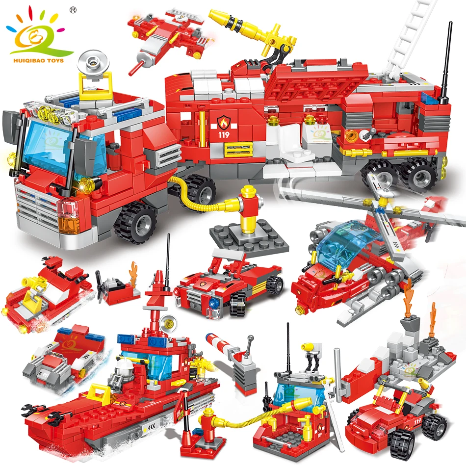 HUIQIBAO 678pcs 8in1 City Fire Truck Model Building Blocks Firefighting Set Fireman Figures Bricks Construction Toy for Children
HUIQIBAO 678pcs 8in1 City Fire Truck Model Building Blocks Firefighting Set Fireman Figures Bricks Construction Toy for Children