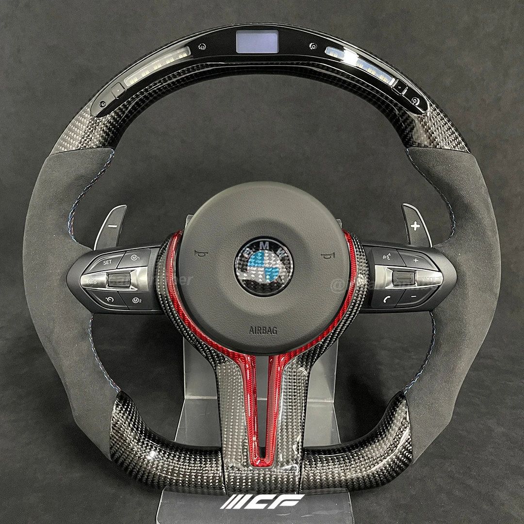 Carbon Fiber LED Steering Wheel + Red aluminum paddles for BMW 1 ,2 ,3, 4, 5, 6, 7 ,X series,I3, M4, M5, M8, M3
Carbon Fiber LED Steering Wheel + Red aluminum paddles for BMW 1 ,2 ,3, 4, 5, 6, 7 ,X series,I3, M4, M5, M8, M3