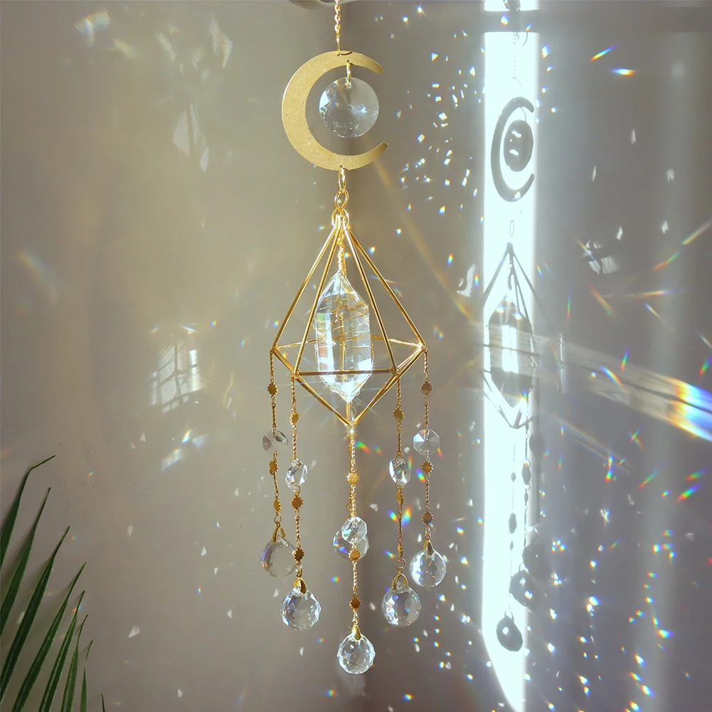 Crystal Moon Hexagon Diamond Prisms Hanging Rainbow Chaser Lighting Accessories for Window Curtains Pendant Garden Decor Gifts
Crystal Moon Hexagon Diamond Prisms Hanging Rainbow Chaser Lighting Accessories for Window Curtains Pendant Garden Decor Gifts