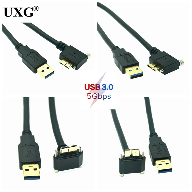 Кабель USB 3 0 a-b Micro B угловой 90 градусов вправо влево вверх вниз со стопорными