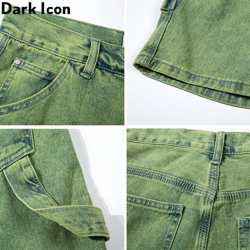 Мужские прямые джинсовые шорты Dark Icon светло-серые из денима уличные для мужчин