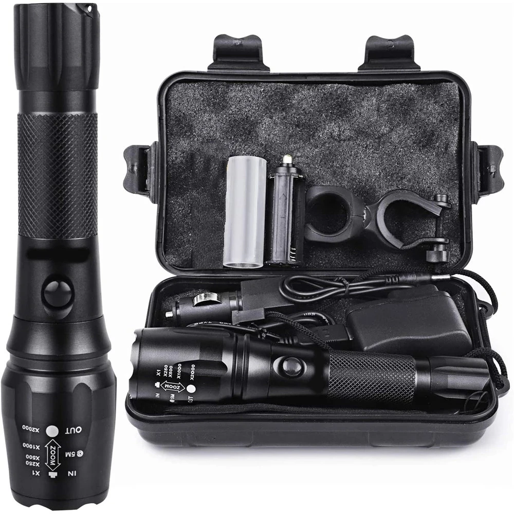 15000LM Super Powerful LED Flashlight Rechargeable Tactical Torch 5 Modes Zoomable Bicycle Light For Camping Outdoor Hiking
15000LM Super Powerful LED Flashlight Rechargeable Tactical Torch 5 Modes Zoomable Bicycle Light For Camping Outdoor Hiking