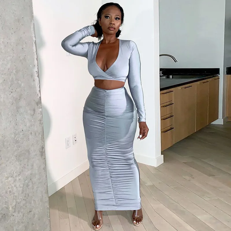 WJFZQM Fashion Sexy WomenTwo Piece Skirt Set Long Sleeve Crop Top+Pencil Skirt Casual Bodycon Ruched Women 2 Piece Set
WJFZQM Fashion Sexy WomenTwo Piece Skirt Set Long Sleeve Crop Top+Pencil Skirt Casual Bodycon Ruched Women 2 Piece Set