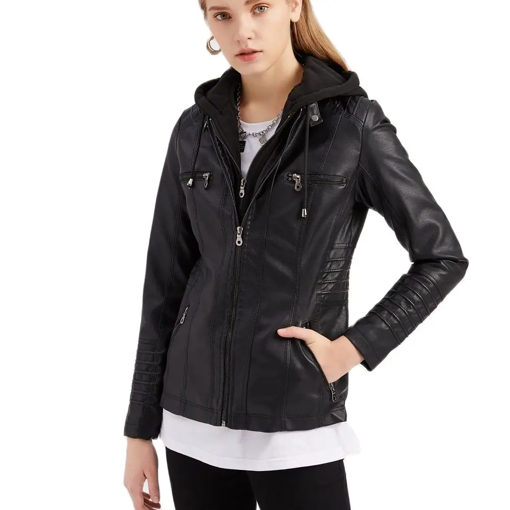 MODX Fashion Casual hooded leather jacket two piece detachable large leather jacket Women's spring and autumn Jacket Women's PU
MODX Fashion Casual hooded leather jacket two piece detachable large leather jacket Women's spring and autumn Jacket Women's PU