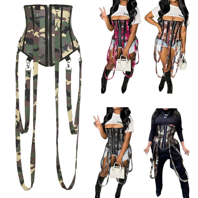 MXMC Wide Waist Belt Women 2 Two Piece Set Patchwork Camouflaged Print Corset Zip-up Sexy Women Street Wear Waistband
MXMC Wide Waist Belt Women 2 Two Piece Set Patchwork Camouflaged Print Corset Zip-up Sexy Women Street Wear Waistband